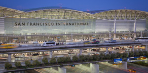 San Francisco International Airport at dusk